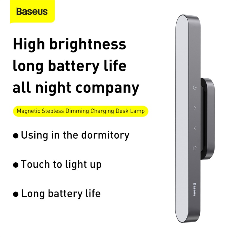 Универсальная лампа BASEUS Magnetic Stepless Dimming Charging Desk Lamp |4.5W, 1800mAh, 4-24h| grey (DGXC-C0G) Серый на картинке №9
