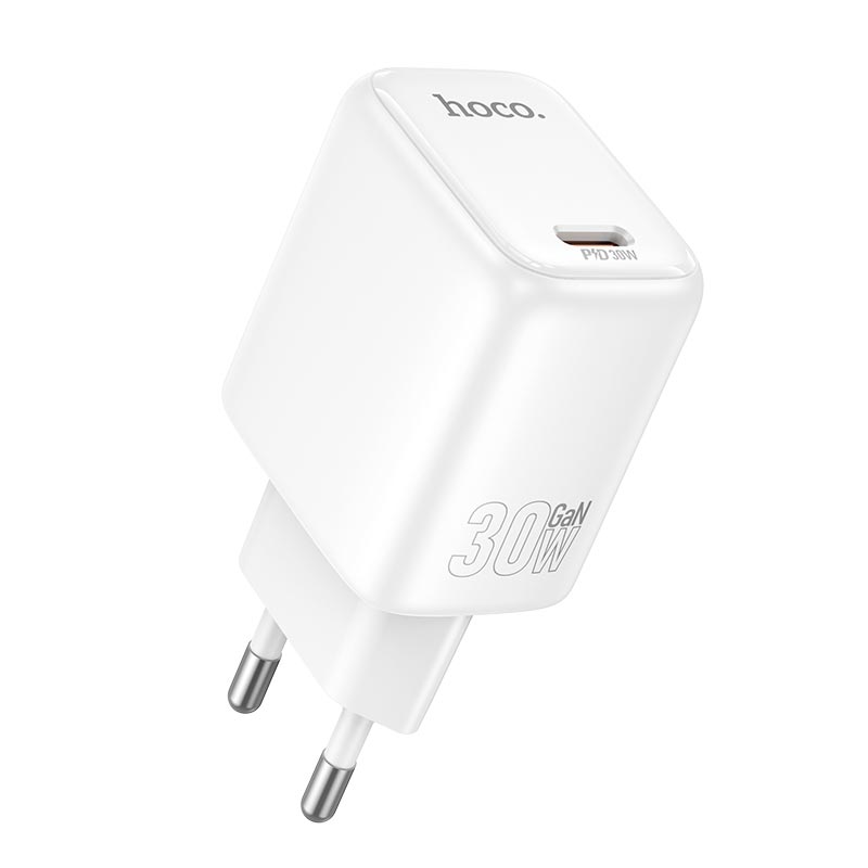 Адаптер сетевой HOCO Seguro single port charger N87 |1Type-C, PD30W/QC, 3A| white (6942007687300) Белый на картинке №2