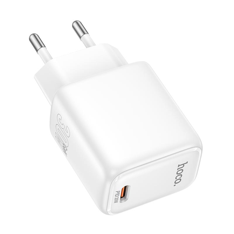 Адаптер сетевой HOCO Seguro single port charger N87 |1Type-C, PD30W/QC, 3A| white (6942007687300) Белый на картинке №5