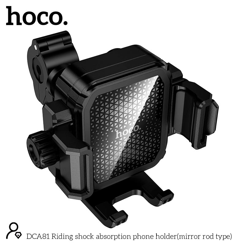 Держатель HOCO Riding shock absorption phone holder DCA81 (mirror rod type) |5.5-7.2| black (6942007674904) Черный на картинке №4