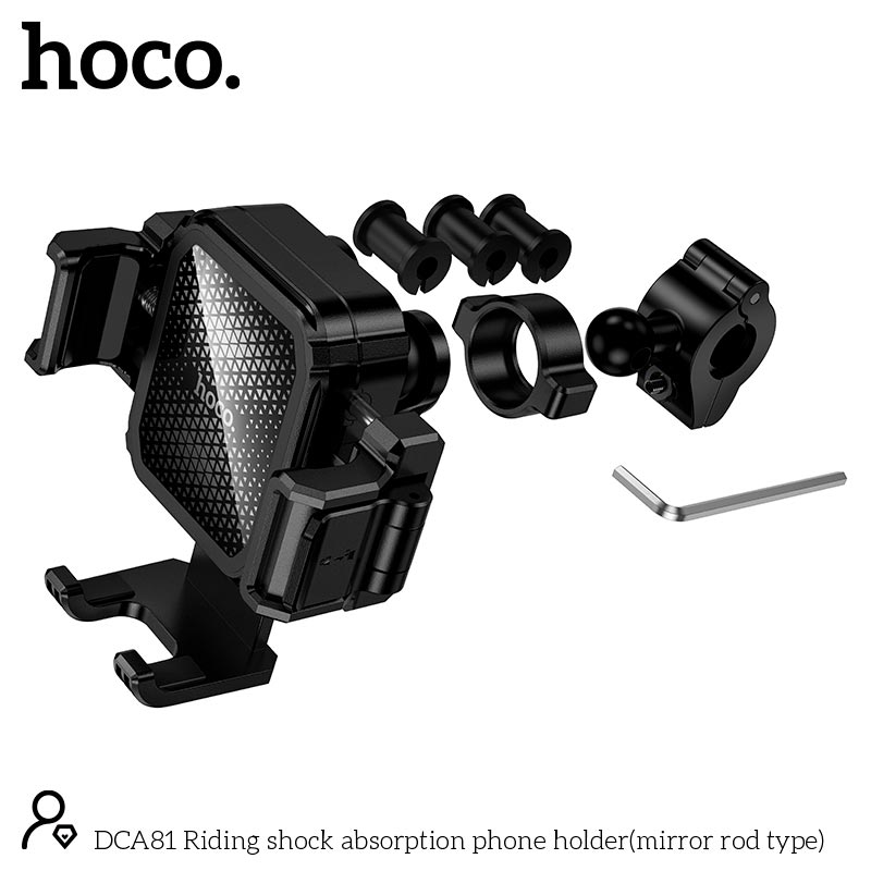 Держатель HOCO Riding shock absorption phone holder DCA81 (mirror rod type) |5.5-7.2| black (6942007674904) Черный на картинке №5