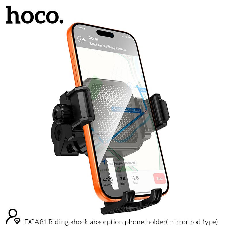 Держатель HOCO Riding shock absorption phone holder DCA81 (mirror rod type) |5.5-7.2| black (6942007674904) Черный на картинке №6