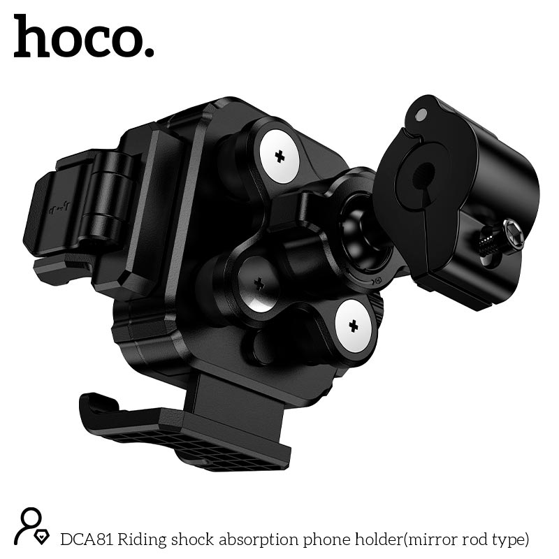 Держатель HOCO Riding shock absorption phone holder DCA81 (mirror rod type) |5.5-7.2| black (6942007674904) Черный на картинке №7