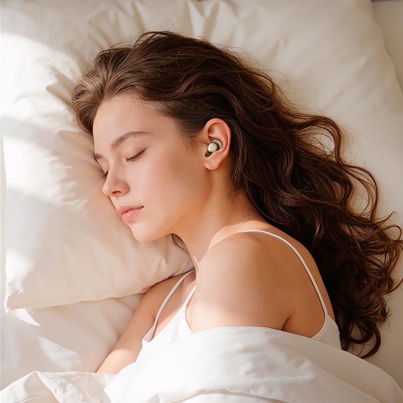 Навушники HOCO Brilliant true wireless ANC BT headset for sleep EQ37 |BT6.0, 6.5h/ANC 5.5h, 37/400mAh, App| white (6942007580905) Білий на малюнкі №7