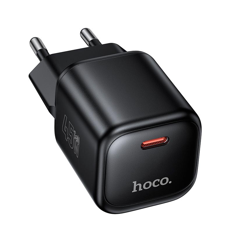 Адаптер сетевой HOCO Mini single port charger N84 |1C, 45W/3A, PD3.2/QC| black (6942007681605) Черный на картинке №10