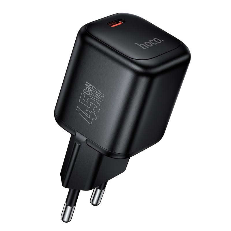 Адаптер сетевой HOCO Mini single port charger N84 |1C, 45W/3A, PD3.2/QC| black (6942007681605) Черный на картинке №2
