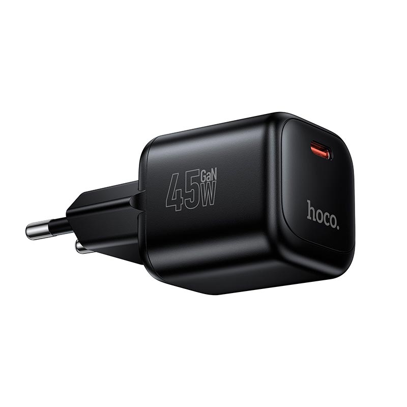 Адаптер сетевой HOCO Mini single port charger N84 |1C, 45W/3A, PD3.2/QC| black (6942007681605) Черный на картинке №4