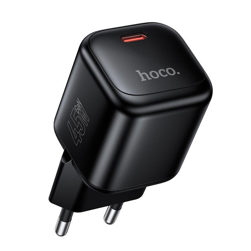 Адаптер сетевой HOCO Mini single port charger N84 |1C, 45W/3A, PD3.2/QC| black (6942007681605) Черный на картинке №9
