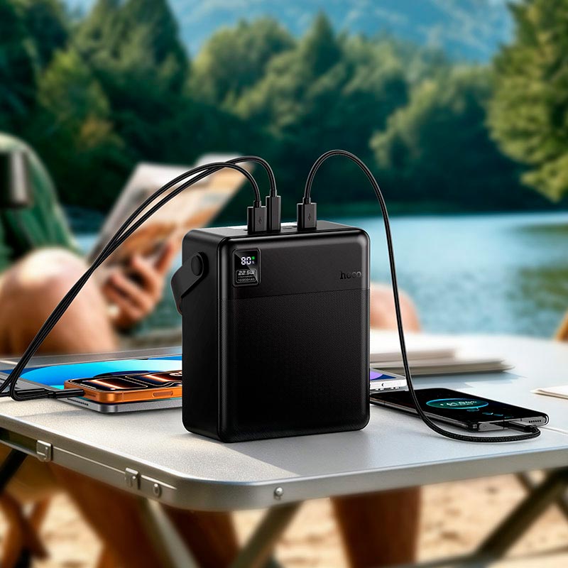 УМБ HOCO Star fast charging power bank with lamp J175 100000mAh |1Type-C/4USB, 22.5W/3A, PD20W/QC, LED| black (6942007686105) Черный на картинке №8