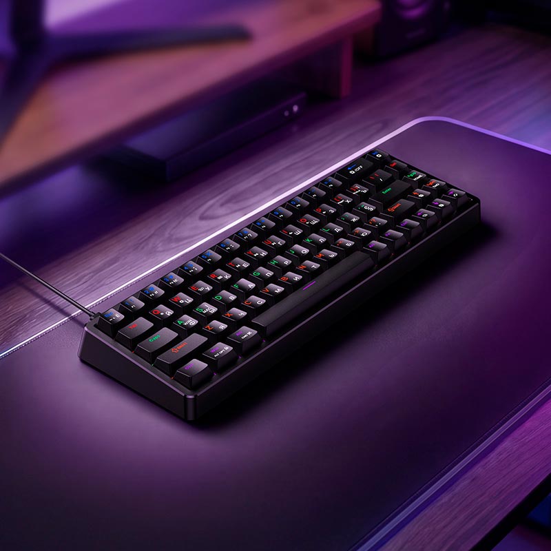 Клавиатура HOCO Rico RGB mechanical gaming keyboard GM703 (Cyrillic version) |Type-C wired, 68 keys, black (6942007687706) Черный на картинке №4