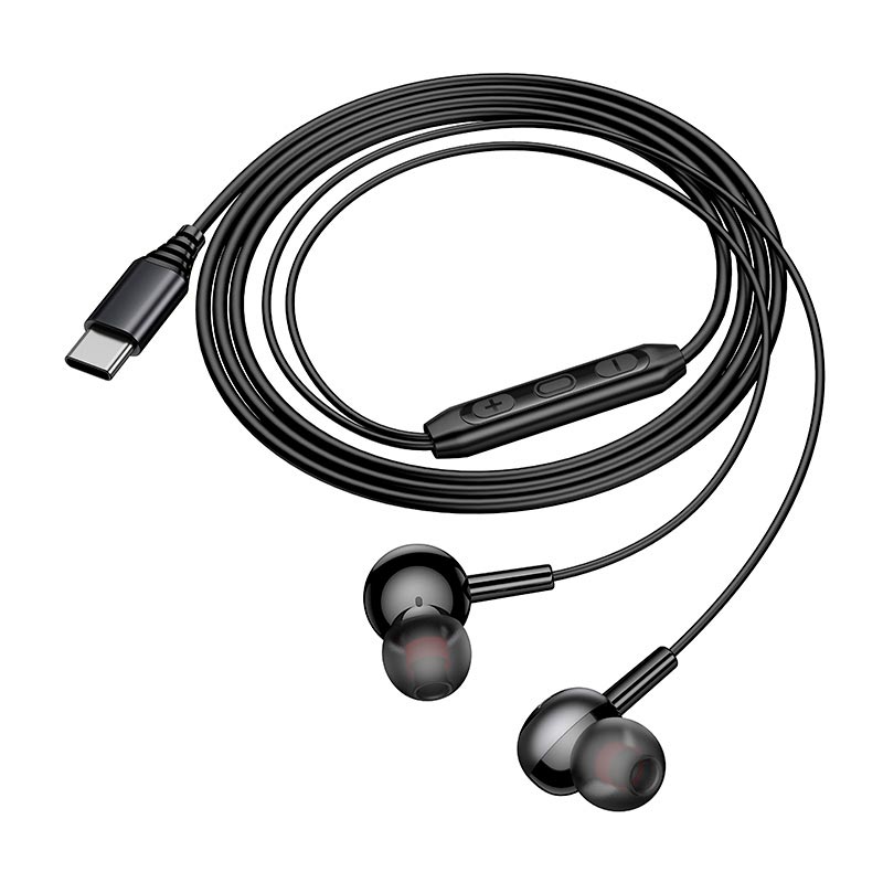 Навушники HOCO Type-C Gratified wire control digital earphones with microphone M120 |1.2m, 10mm| silver (6942007683708) Сріблястий на малюнкі №5