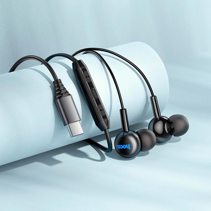 Навушники HOCO Type-C Gratified wire control digital earphones with microphone M120 |1.2m, 10mm| silver (6942007683708) Сріблястий на малюнкі №7