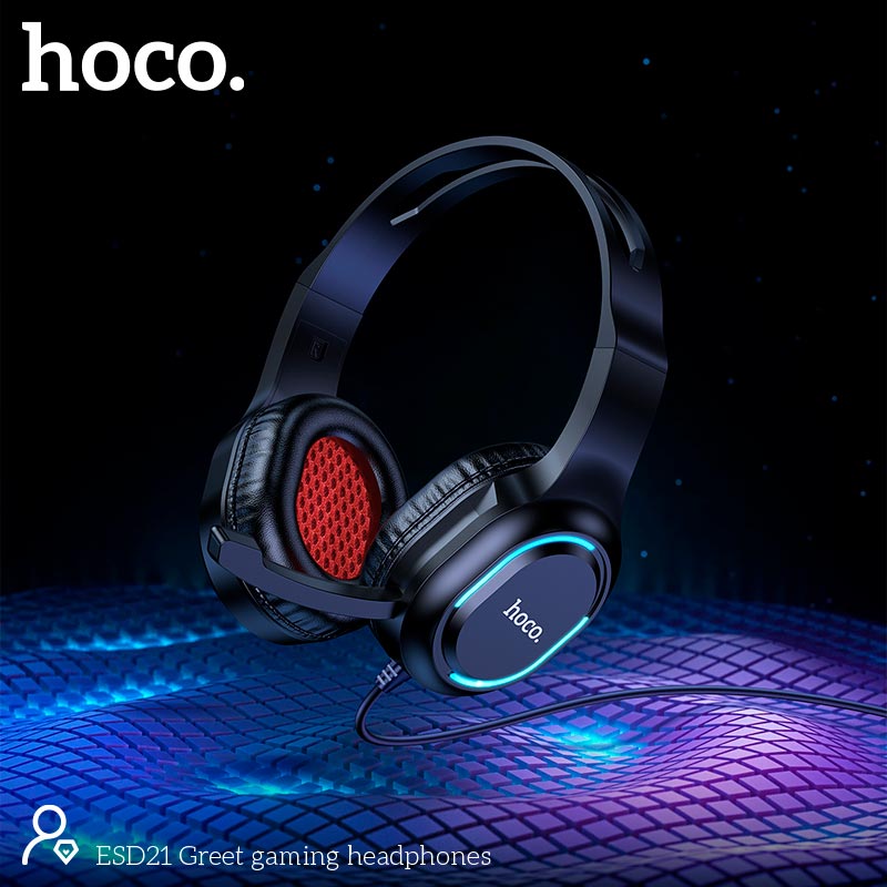 Навушники HOCO Greet gaming headphones ESD21 |USB/3.5mm, 2m, 40mm, colorful light| black (66909) Чорний на малюнкі №6