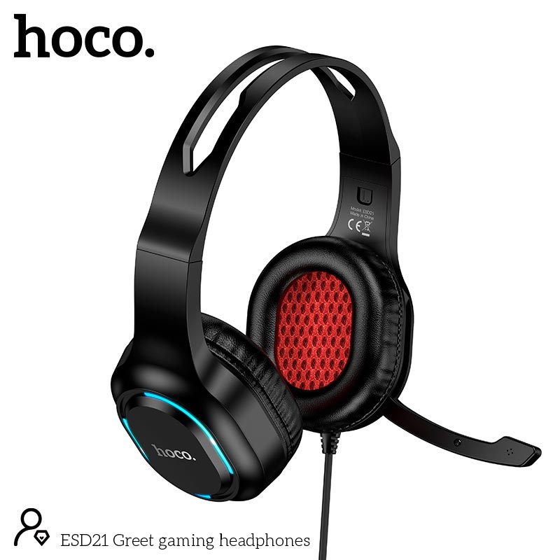 Навушники HOCO Greet gaming headphones ESD21 |USB/3.5mm, 2m, 40mm, colorful light| black (66909) Чорний на малюнкі №8