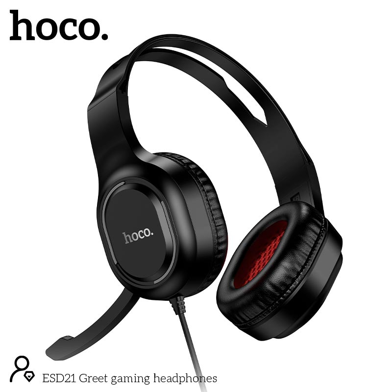 Навушники HOCO Greet gaming headphones ESD21 |USB/3.5mm, 2m, 40mm, colorful light| black (66909) Чорний на малюнкі №9