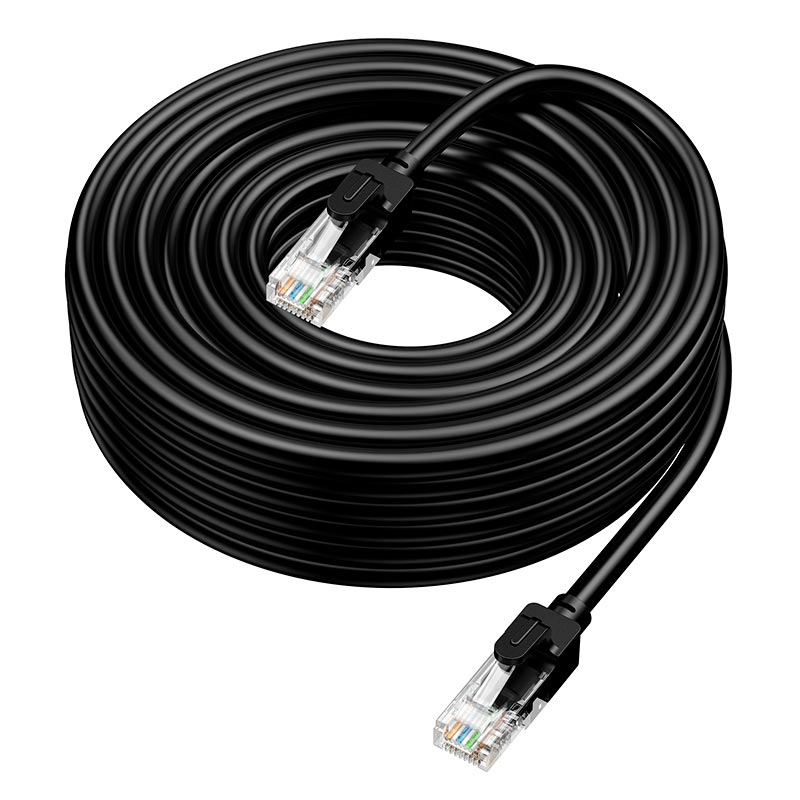 Кабель HOCO Cat.6 Gigabit network cable US14 |10m, 1Gbps| black (6942007683609) Черный на картинке №1