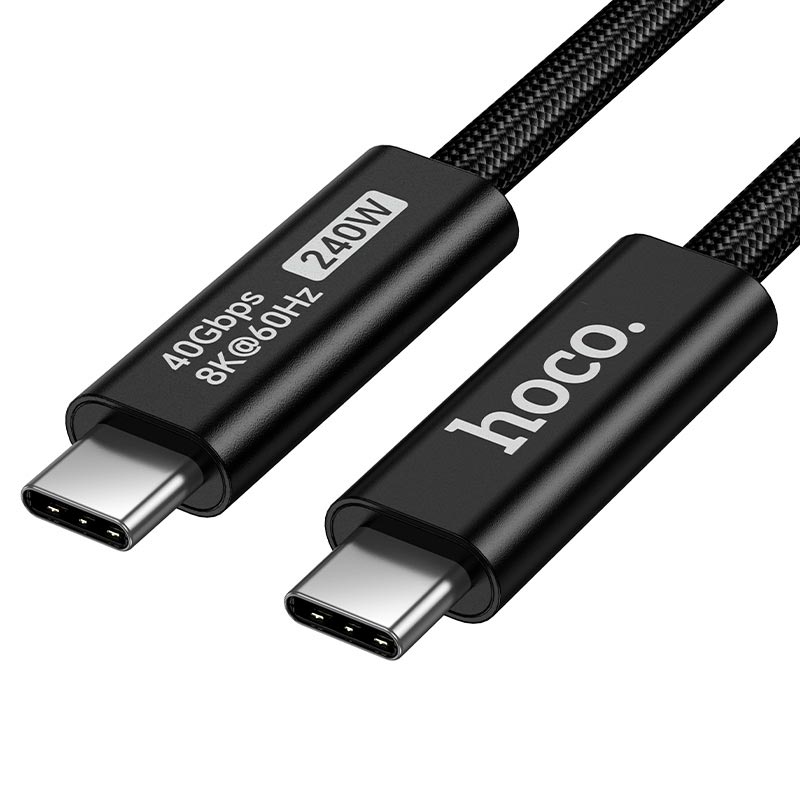 Кабель HOCO USB4 full-featured data cable US15 |1m, 240W/5A, 40Gbps, 8K/60Hz| black (6942007687409) Чорний на малюнкі №5