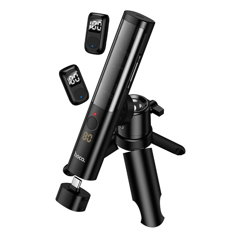 Микрофон HOCO Type-C Clear lavalier wireless digital microphone DI106 |4-5h, 30-40m, 50/380mAh, AI noise reduction| black (87911) Черный на картинке №2