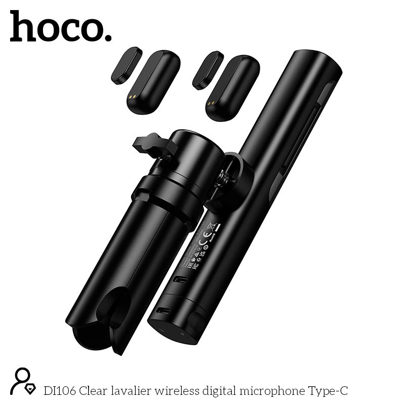 Микрофон HOCO Type-C Clear lavalier wireless digital microphone DI106 |4-5h, 30-40m, 50/380mAh, AI noise reduction| black (87911) Черный на картинке №5