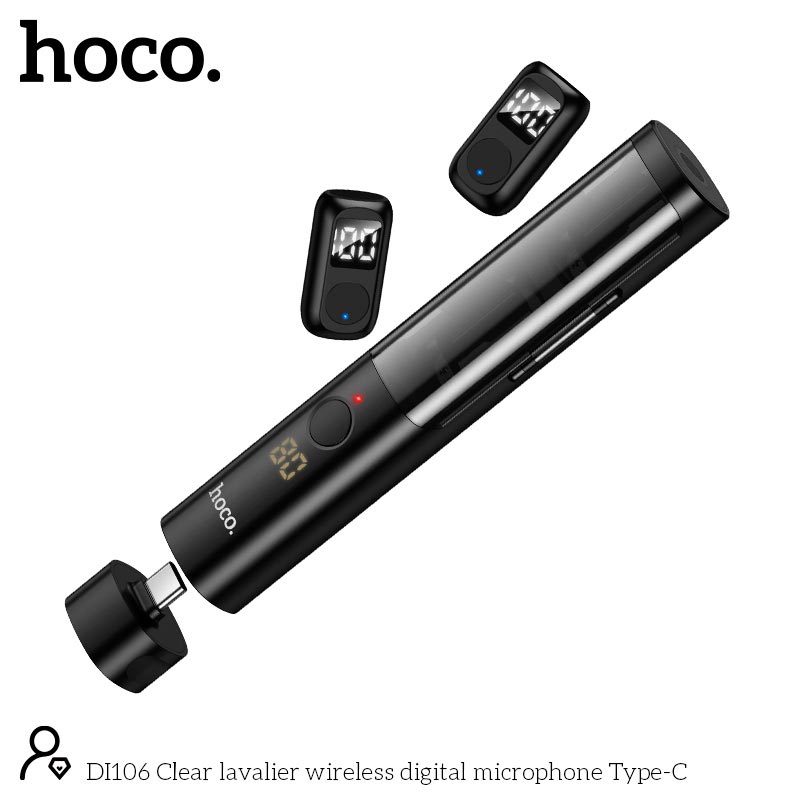 Микрофон HOCO Type-C Clear lavalier wireless digital microphone DI106 |4-5h, 30-40m, 50/380mAh, AI noise reduction| black (87911) Черный на картинке №6