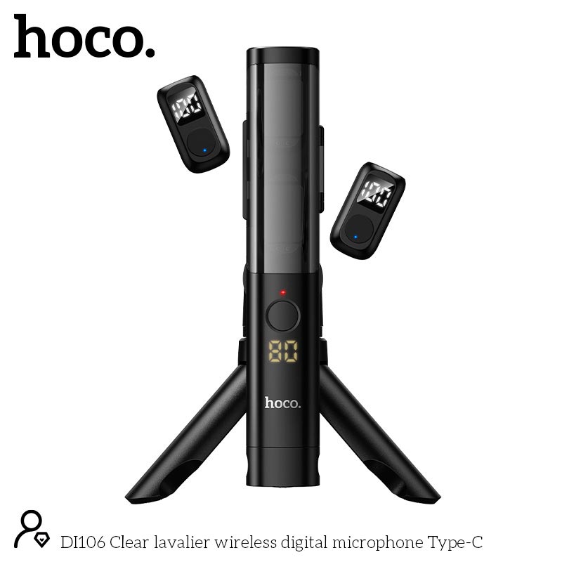 Микрофон HOCO Type-C Clear lavalier wireless digital microphone DI106 |4-5h, 30-40m, 50/380mAh, AI noise reduction| black (87911) Черный на картинке №8