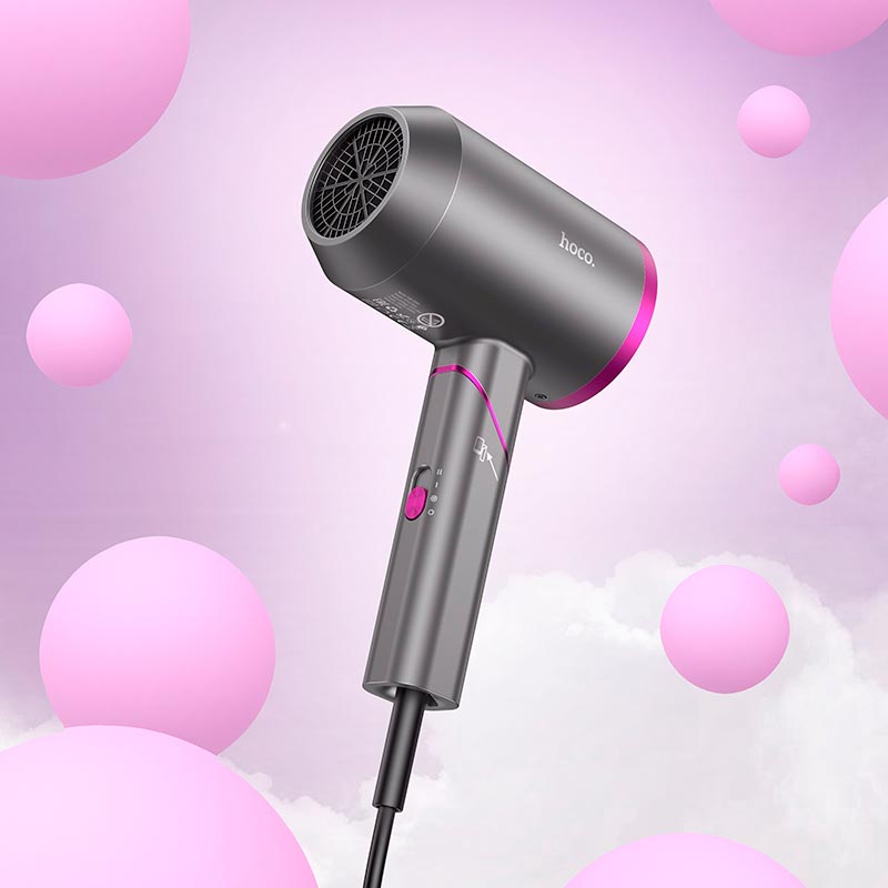 Фен HOCO Hot and cold air hair dryer HP13 Plus |1600W| rose-red (6942007632812) Розовый на картинке №4
