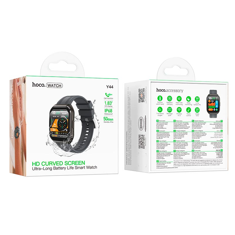 Smart Watch HOCO Y44 (call version) |BT5.3, 1.83, IP68, HeartRate, 50 days Standby| black (6942007680912) Черный на картинке №3