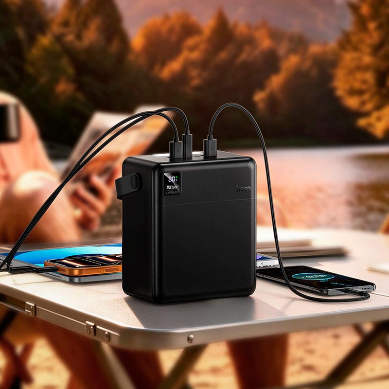 УМБ HOCO Star fast charging power bank with lamp J175A 120000mAh |1Type-C/4USB, 22.5W/3A, PD20W/QC, black (6942007686112) Черный на картинке №8