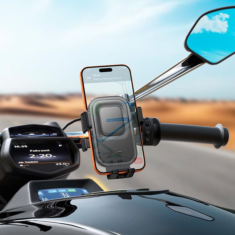 Держатель HOCO Carte one-button riding holder H109 |4.5-7.0, handlebar 18-35mm| black (6942007681414) Черный на картинке №8