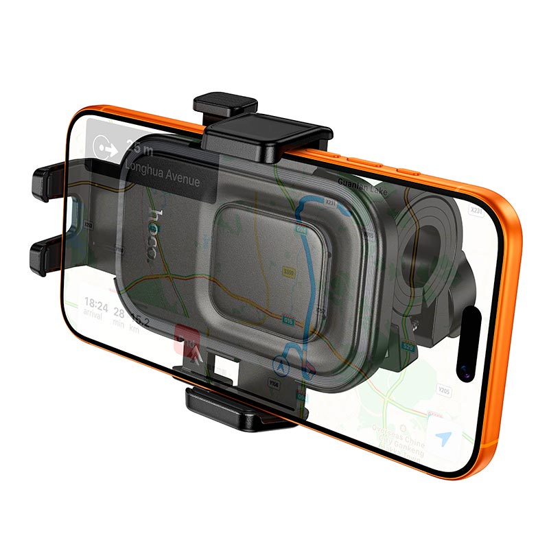 Держатель HOCO Carte one-button riding holder H109 |4.5-7.0, handlebar 18-35mm| black (6942007681414) Черный на картинке №9