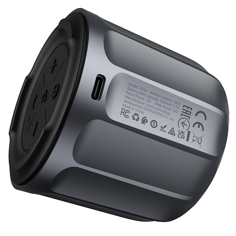 Акустика HOCO Bright BT speaker HC54 IPX4 |BT6.0, 3W, 4h, 500mAh| metal-grey (6942007683814) Серый на картинке №5