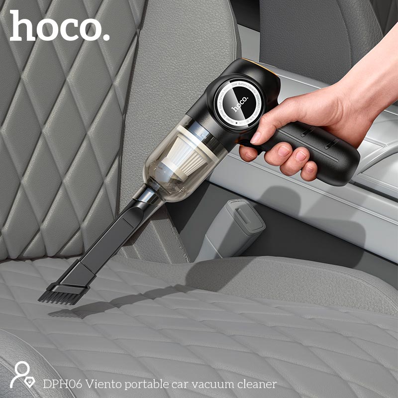 Автомобильный пылесос HOCO Viento portable car vacuum cleaner DPH06 |55W, 4.2kPa, 3000mAh, 12min, 120ml| black (34915) Черный на картинке №7