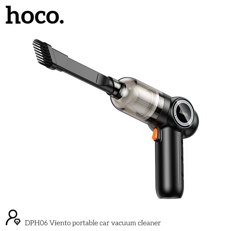 Автомобильный пылесос HOCO Viento portable car vacuum cleaner DPH06 |55W, 4.2kPa, 3000mAh, 12min, 120ml| black (34915) Черный на картинке №9