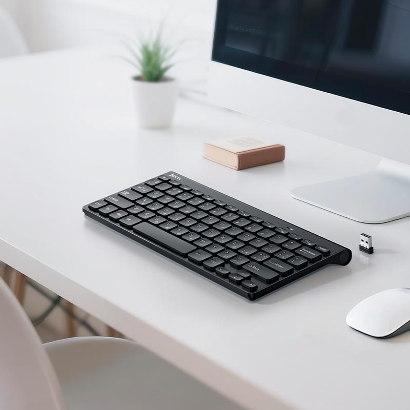 Клавиатура HOCO Dragon 2.4G wireless mini keyboard (cyrillic version) GM70 |78Keys, Windows/Mac OS| black (6942007670616) Черный на картинке №6