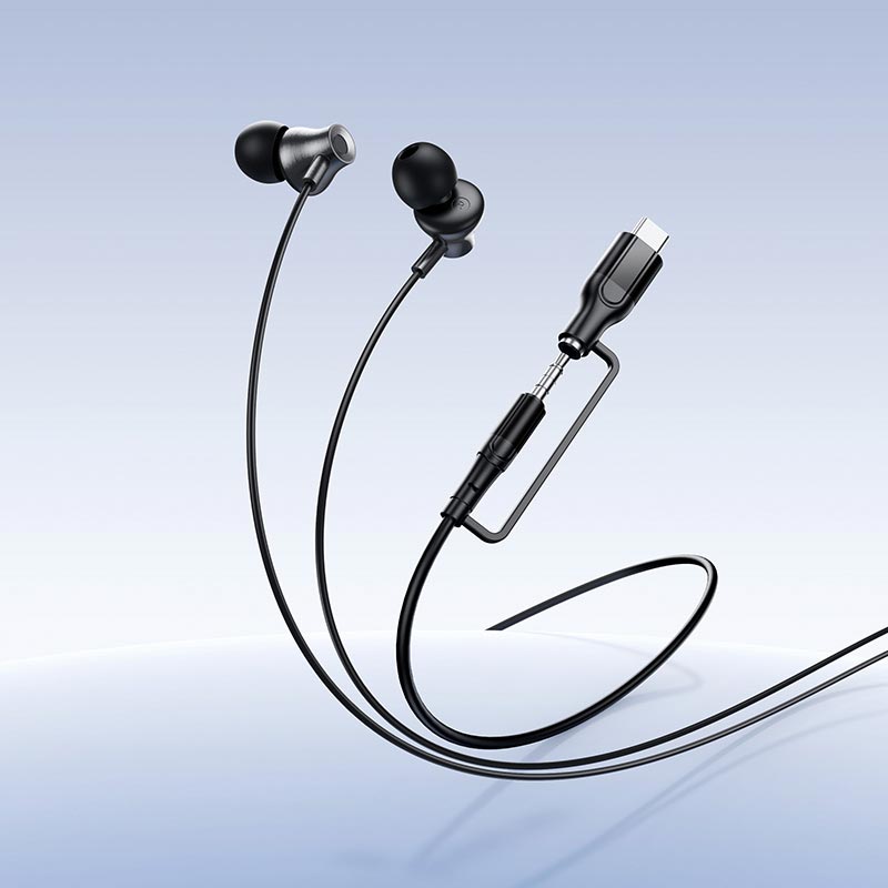 Наушники HOCO Mia 2-in-1 3.5/Type-C universal digital earphones with microphone M119A black (6942007680516) Черный на картинке №5