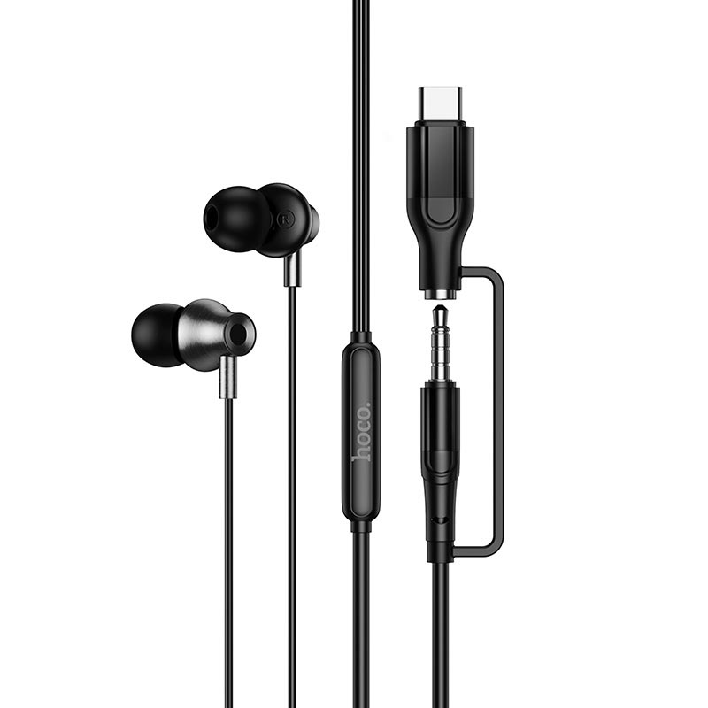 Наушники HOCO Mia 2-in-1 3.5/Type-C universal digital earphones with microphone M119A black (6942007680516) Черный на картинке №6