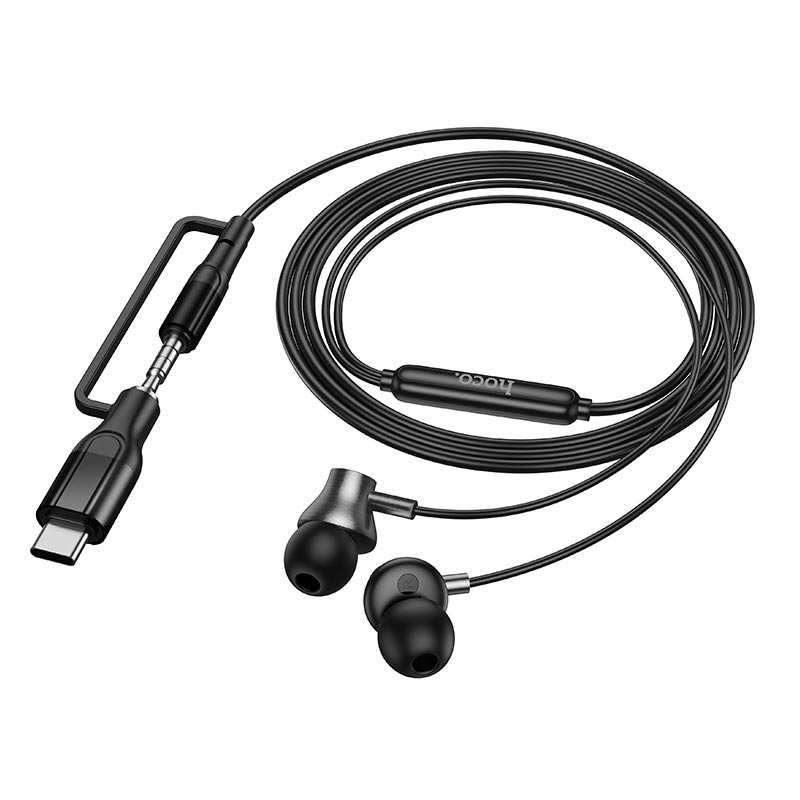 Наушники HOCO Mia 2-in-1 3.5/Type-C universal digital earphones with microphone M119A black (6942007680516) Черный на картинке №7