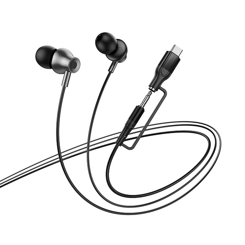 Наушники HOCO Mia 2-in-1 3.5/Type-C universal digital earphones with microphone M119A black (6942007680516) Черный на картинке №8