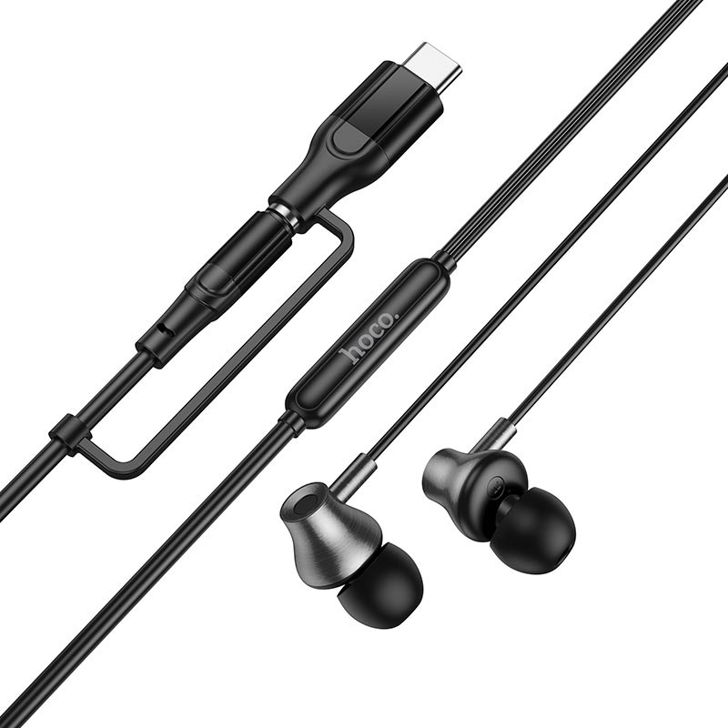 Наушники HOCO Mia 2-in-1 3.5/Type-C universal digital earphones with microphone M119A black (6942007680516) Черный на картинке №9