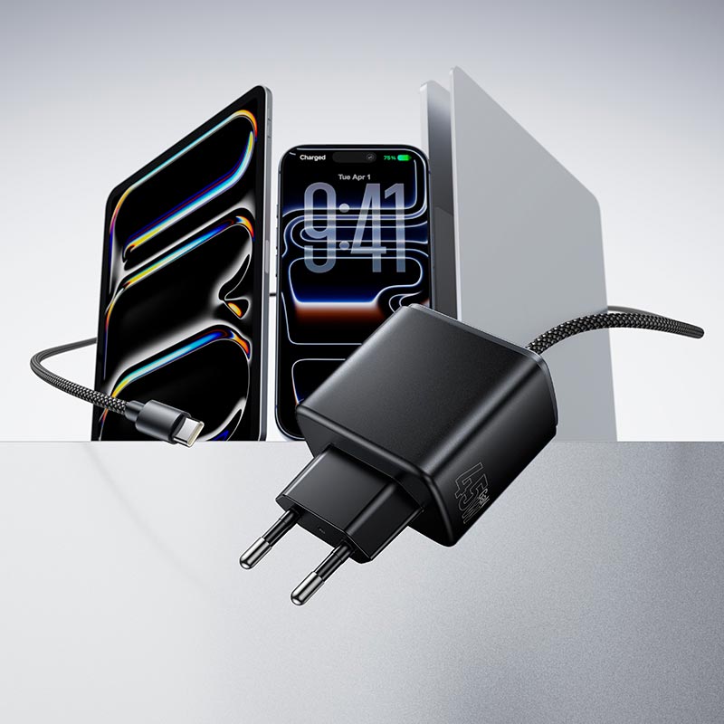Адаптер мережевий HOCO Priority charger with built-in Type-C cable C165A |45W/3A, PD/PPS/QC, 2m| black (6942007683616) Чорний на малюнкі №10