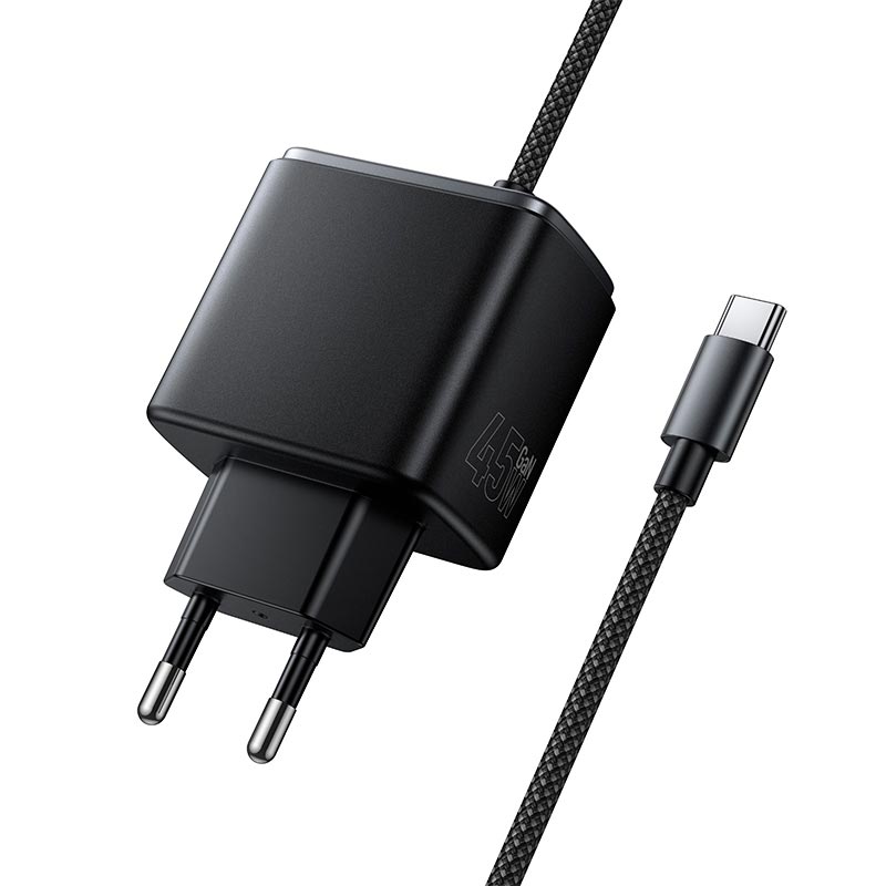 Адаптер мережевий HOCO Priority charger with built-in Type-C cable C165A |45W/3A, PD/PPS/QC, 2m| black (6942007683616) Чорний на малюнкі №6