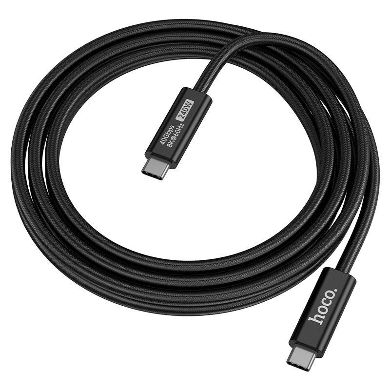 Кабель HOCO USB4 full-featured data cable US15 |2m, 240W/5A, 40Gbps, 8K/60Hz| black (6942007687416) Чорний на малюнкі №2