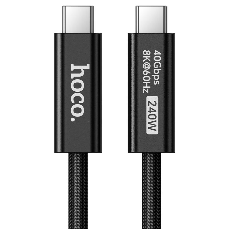 Кабель HOCO USB4 full-featured data cable US15 |2m, 240W/5A, 40Gbps, 8K/60Hz| black (6942007687416) Чорний на малюнкі №4