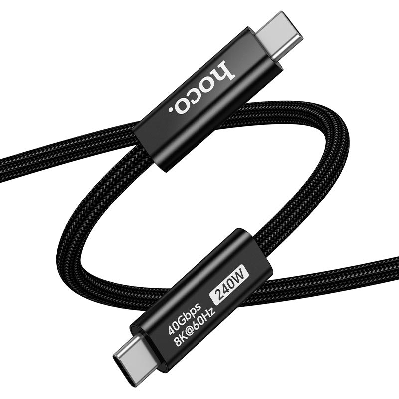 Кабель HOCO USB4 full-featured data cable US15 |2m, 240W/5A, 40Gbps, 8K/60Hz| black (6942007687416) Чорний на малюнкі №6