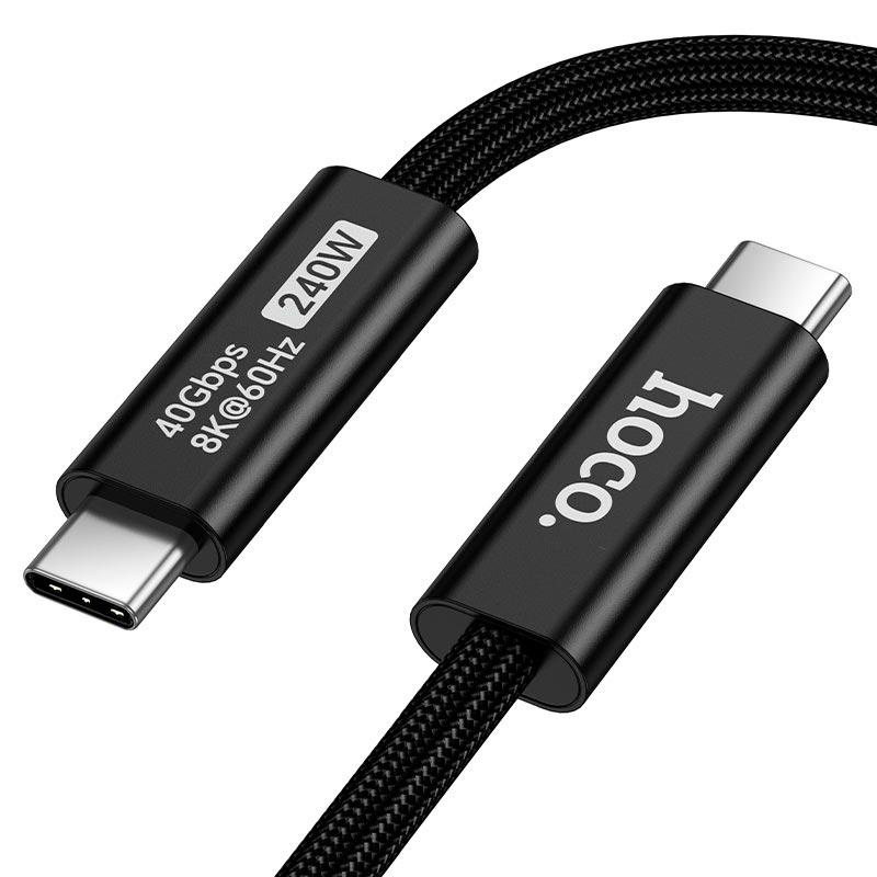 Кабель HOCO USB4 full-featured data cable US15 |2m, 240W/5A, 40Gbps, 8K/60Hz| black (6942007687416) Чорний на малюнкі №7