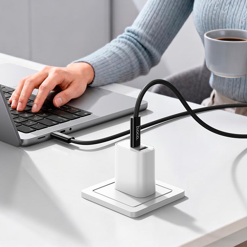 Кабель HOCO USB4 full-featured data cable US15 |2m, 240W/5A, 40Gbps, 8K/60Hz| black (6942007687416) Чорний на малюнкі №8