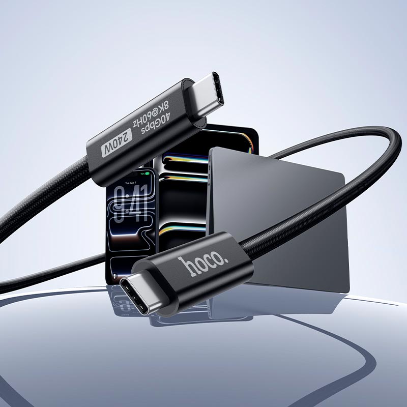 Кабель HOCO USB4 full-featured data cable US15 |2m, 240W/5A, 40Gbps, 8K/60Hz| black (6942007687416) Чорний на малюнкі №9