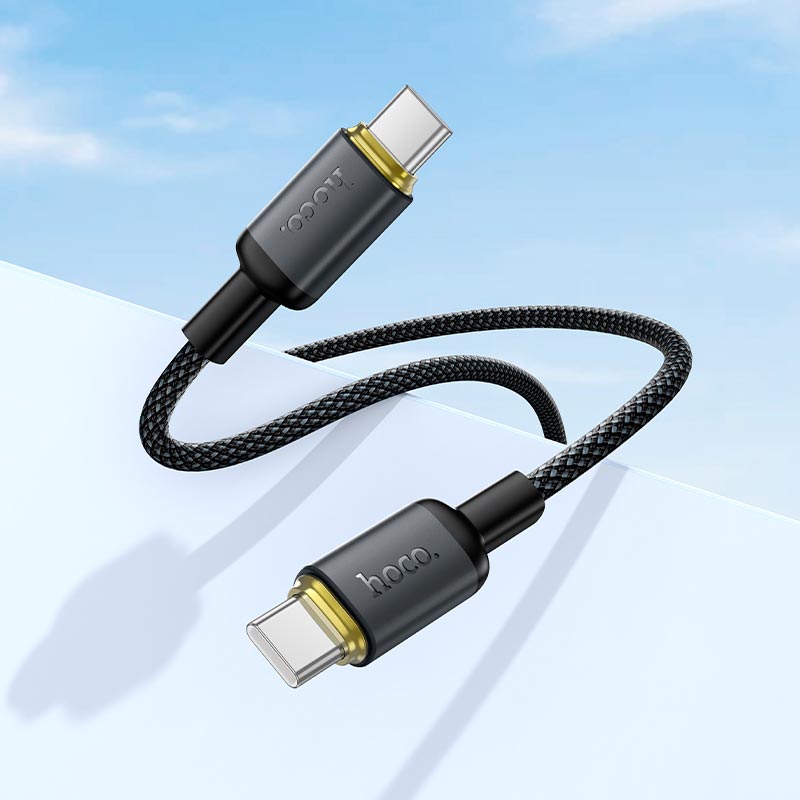 Кабель HOCO C to C Benefit charging data cable X128 |1m, 60W| black (6942007681117) Черный на картинке №6