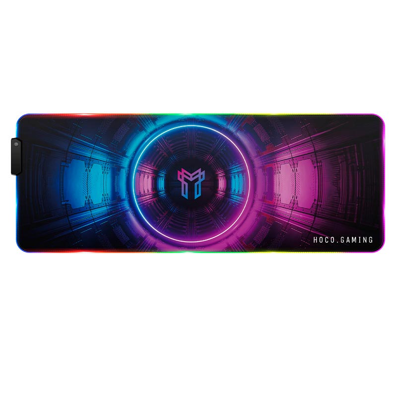Коврик для мыши HOCO Edge gaming luminous keyboard and mouse pad GM864 |300x800x3mm, 13 light effects| Colorful (6942007688017) Разноцветный на картинке №1