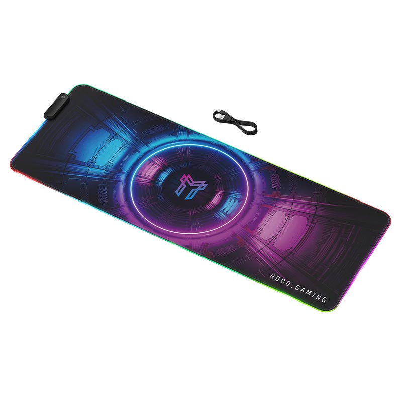Коврик для мыши HOCO Edge gaming luminous keyboard and mouse pad GM864 |300x800x3mm, 13 light effects| Colorful (6942007688017) Разноцветный на картинке №4